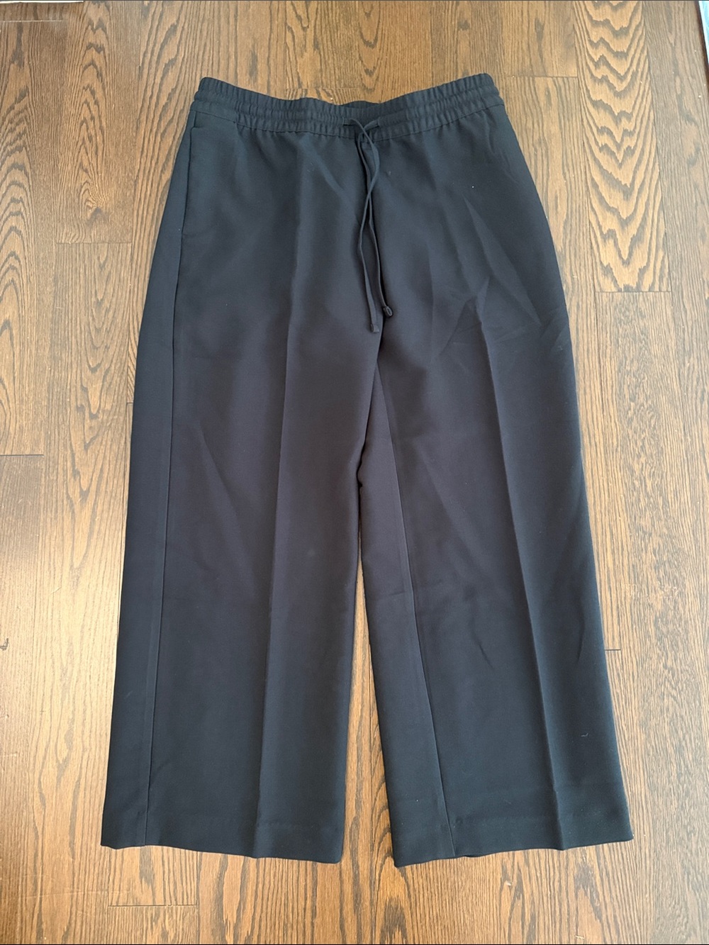 Banana republic Women's Black Wide-Leg straight midrise Drawstring Pants